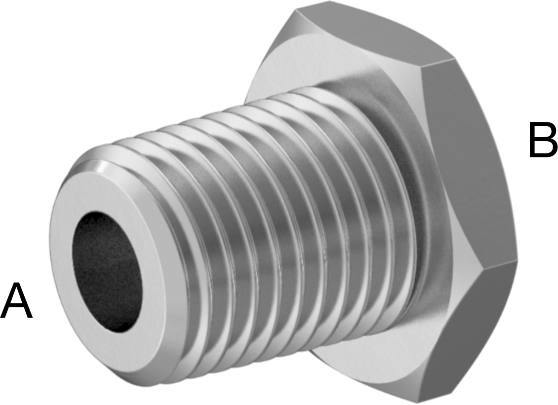 Minyatür Orta Basınçlı 303 Paslanmaz Çelik Boru Bağlantı Parçası, Burç Adaptörü, 1/4 NPT Erkek x 1/16 NPT Dişi