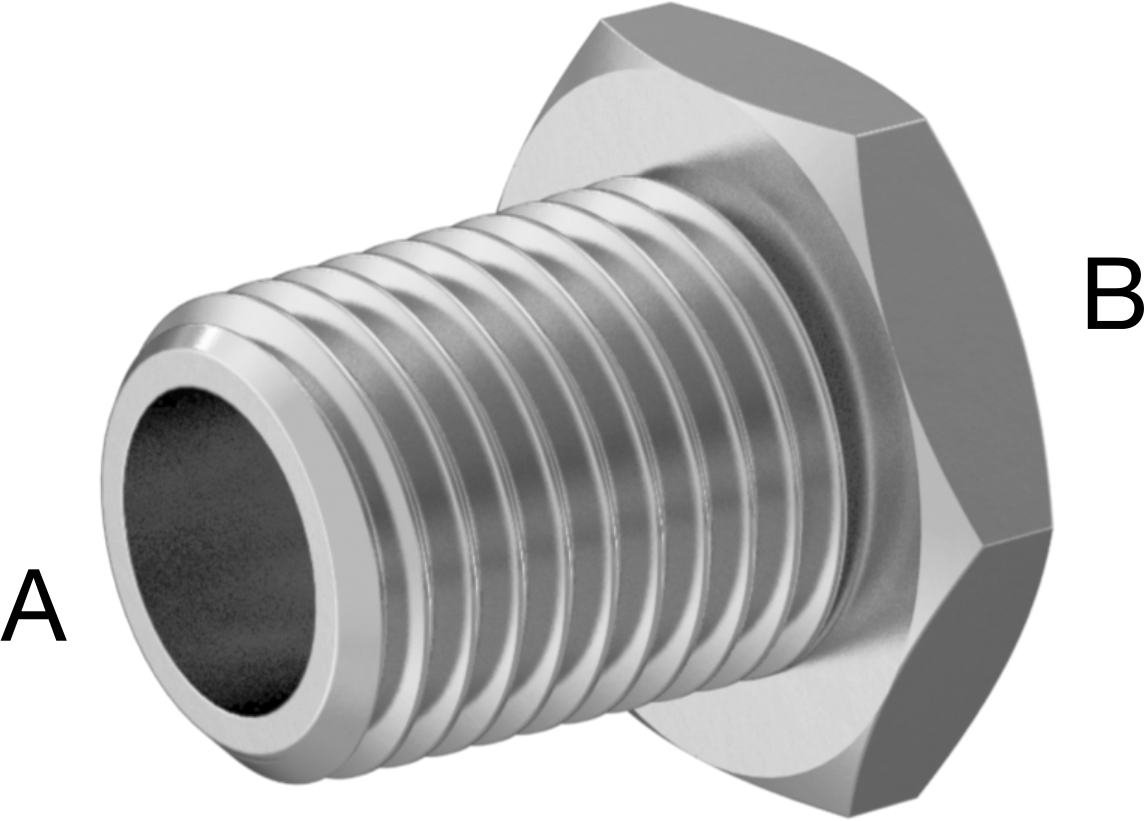 Minyatür Orta Basınçlı 303 Paslanmaz Çelik Boru Bağlantı Parçası, Burç Adaptörü, 1/4 NPT Erkek x 1/8 NPT Dişi