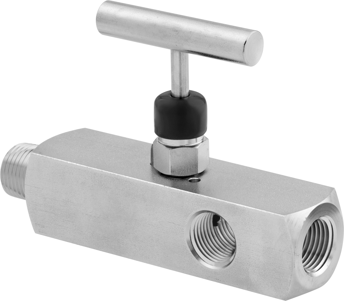 Gösterge Portlu Hassas Akış Ayar Valfi, Metal-Metal Koltuk, 1/2 NPT Erkek x Dişi