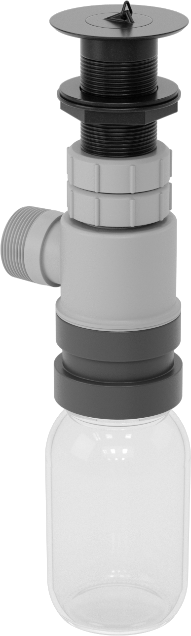 Kimyasallara Dayanıklı Lavabo Tahliyesi, Cam Toplama Haznesi ve 1-1/2 NPT Erkek Çıkışlı