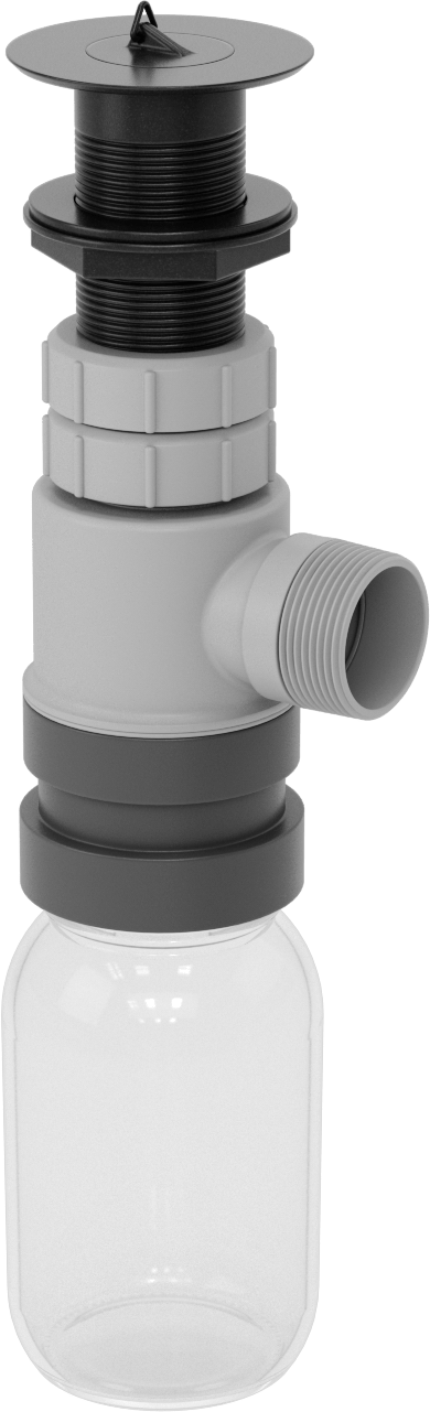 Kimyasallara Dayanıklı Lavabo Tahliyesi, Cam Toplama Haznesi ve 1-1/2 NPT Erkek Çıkışlı