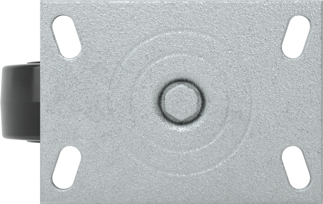 6-1/4“ x 4-1/2” Plakalı Yastıklı Yük Tekerleği, 6 inç Çapında 80A Kauçuk Tekerlekli ve Damgalı Çerçeveli Döner Tekerlek