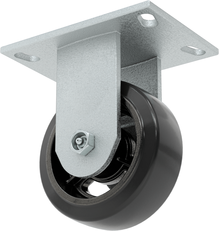 6-1/4“ x 4-1/2” Plakalı Yastıklı Yük Tekerleği, 5 inç Çapında 80A Kauçuk Tekerlekli ve Damgalı Çerçeveli Sert