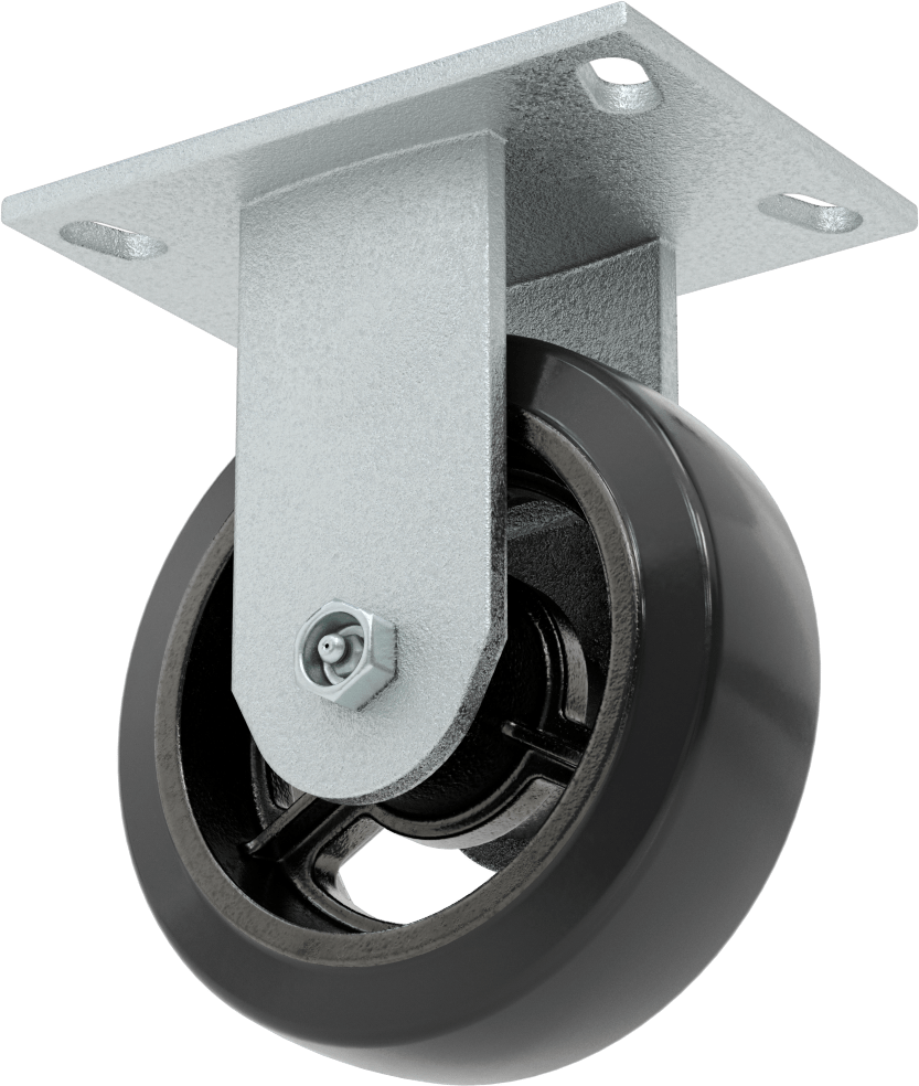 6-1/4“ x 4-1/2” Plakalı Yastıklı Yük Tekerleği, 6" Çapında 80A Kauçuk Tekerlekli ve Damgalı Çerçeveli Sert