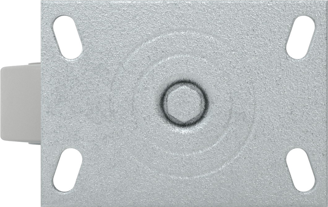 6-1/4“ x 4-1/2” Plakalı Yastıklı Yük Tekerleği, 6 inç Çapında 65A Kauçuk Tekerlekli ve Damgalı Çerçeveli Döner Tekerlek