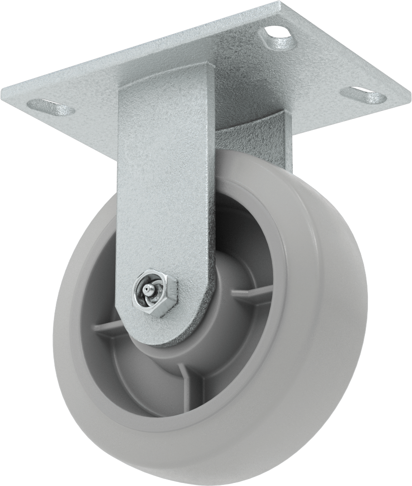 6-1/4“ x 4-1/2” Plakalı Yastıklı Yük Tekerleği, 6" Çaplı 65A Kauçuk Tekerlekli ve Damgalı Çerçeveli Sert