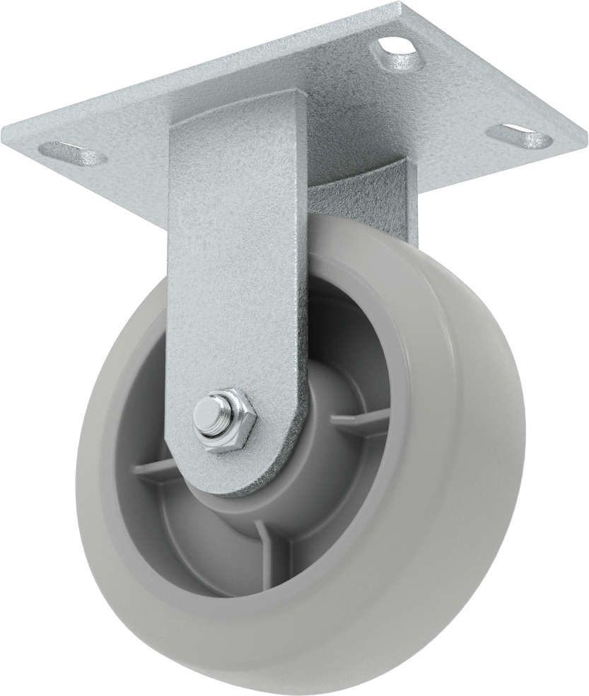 6-1/4“ x 4-1/2” Plakalı Yastıklı Yük Tekerleği, 6" Çaplı 65A Kauçuk Tekerlekli ve Damgalı Çerçeveli Sert