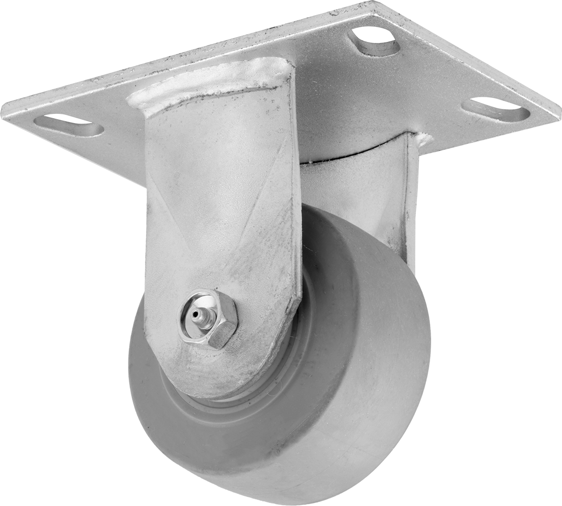 6-1/4“ x 4-1/2” Plakalı Yastıklı Yük Tekerleği, 4 inç Çapında 65A Kauçuk Tekerlekli ve Damgalı Çerçeveli Sert