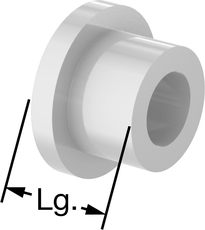 Kuru Çalışan Flanşlı Kovanlı Rulman, Beyaz PTFE, 3/16" Mil Çapı için, 1/4" Uzunluk