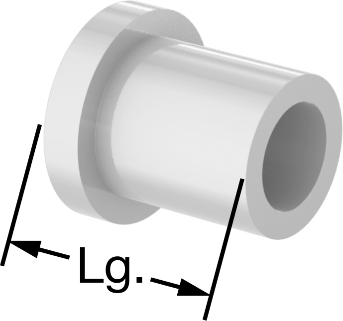 Kuru Çalışan Flanşlı Kovanlı Rulman, Beyaz PTFE, 1/4" Mil Çapı için, 1/2" Uzunluk