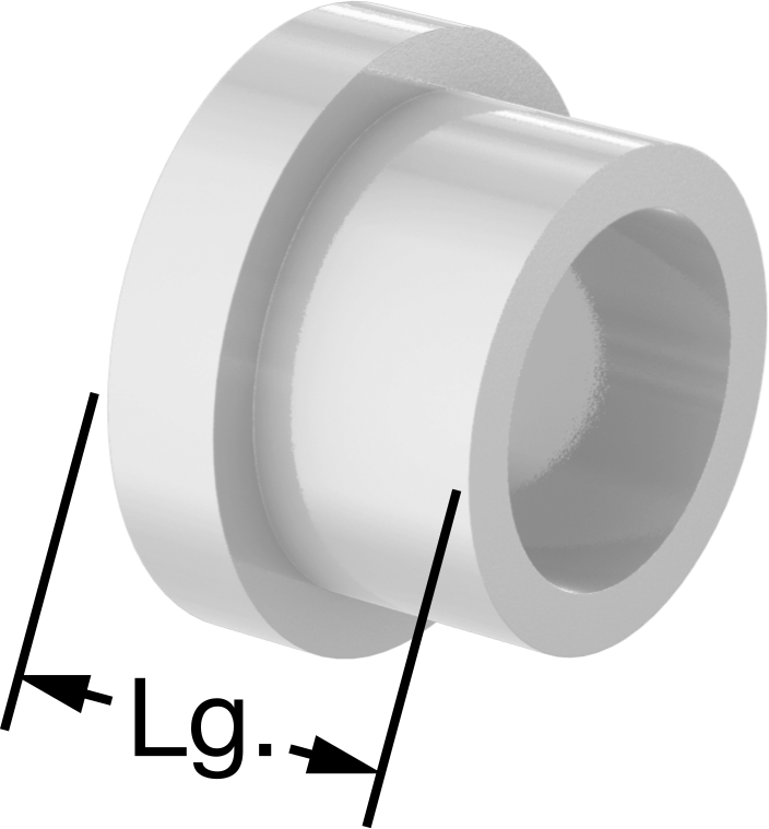 Kuru Çalışan Flanşlı Kovanlı Rulman, Beyaz PTFE, 3/8“ Mil Çapı ve 1/2” Muhafaza İç Çapı için, 3/8" Uzunluk
