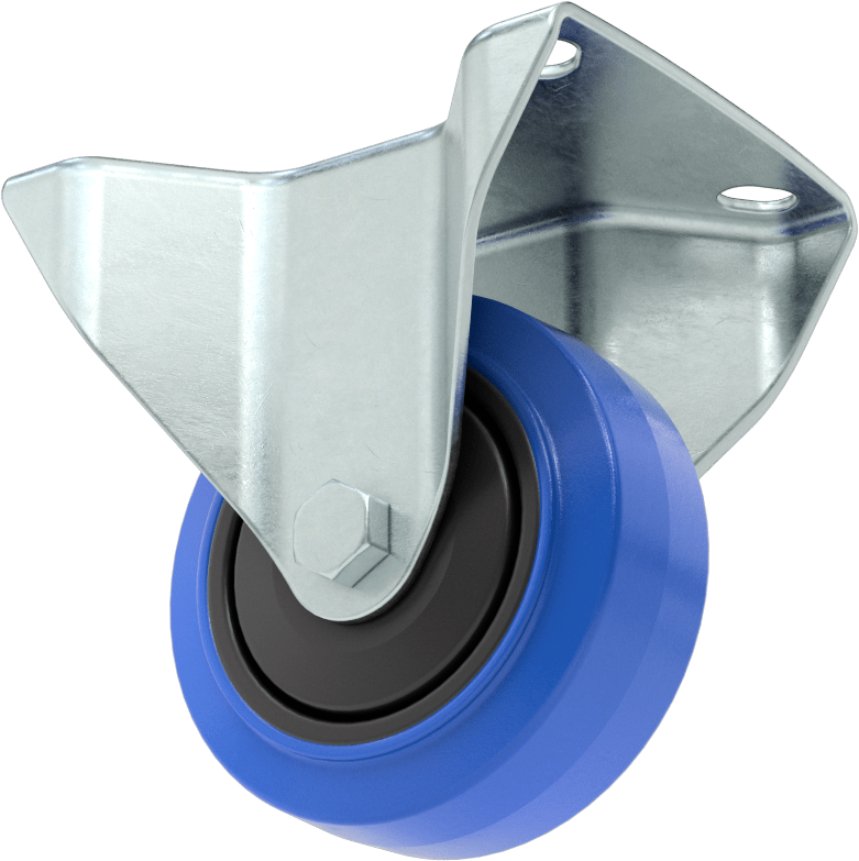 Easy-Roll Tekerlek, Mavi Kauçuk Tekerlek, Rigid, 3-1/4" Çaplı Tekerlek