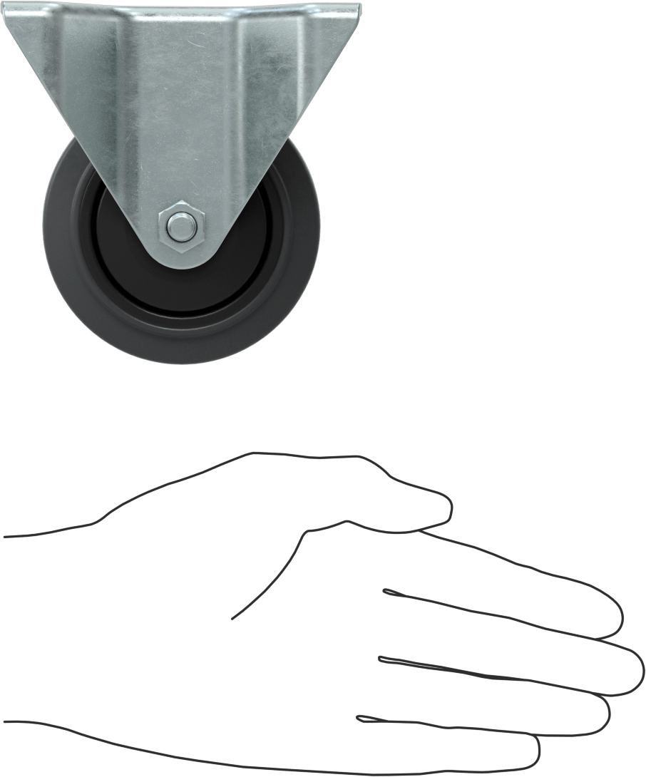 Easy-Roll Tekerlek, Gri Lastik Tekerlek, Rigid, 3-1/4" Çaplı Tekerlek