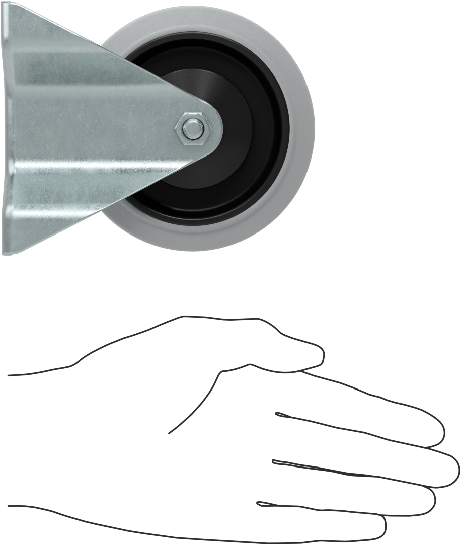 Easy-Roll Tekerlek, Gri Lastik Tekerlek, Rigid, 4" Çaplı Tekerlek