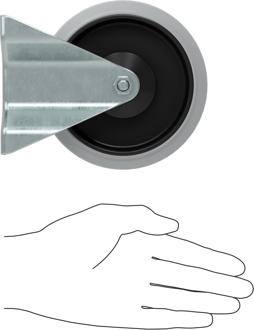 Easy-Roll Tekerlek, Gri Lastik Tekerlek, Rigid, 5" Çap Tekerlek