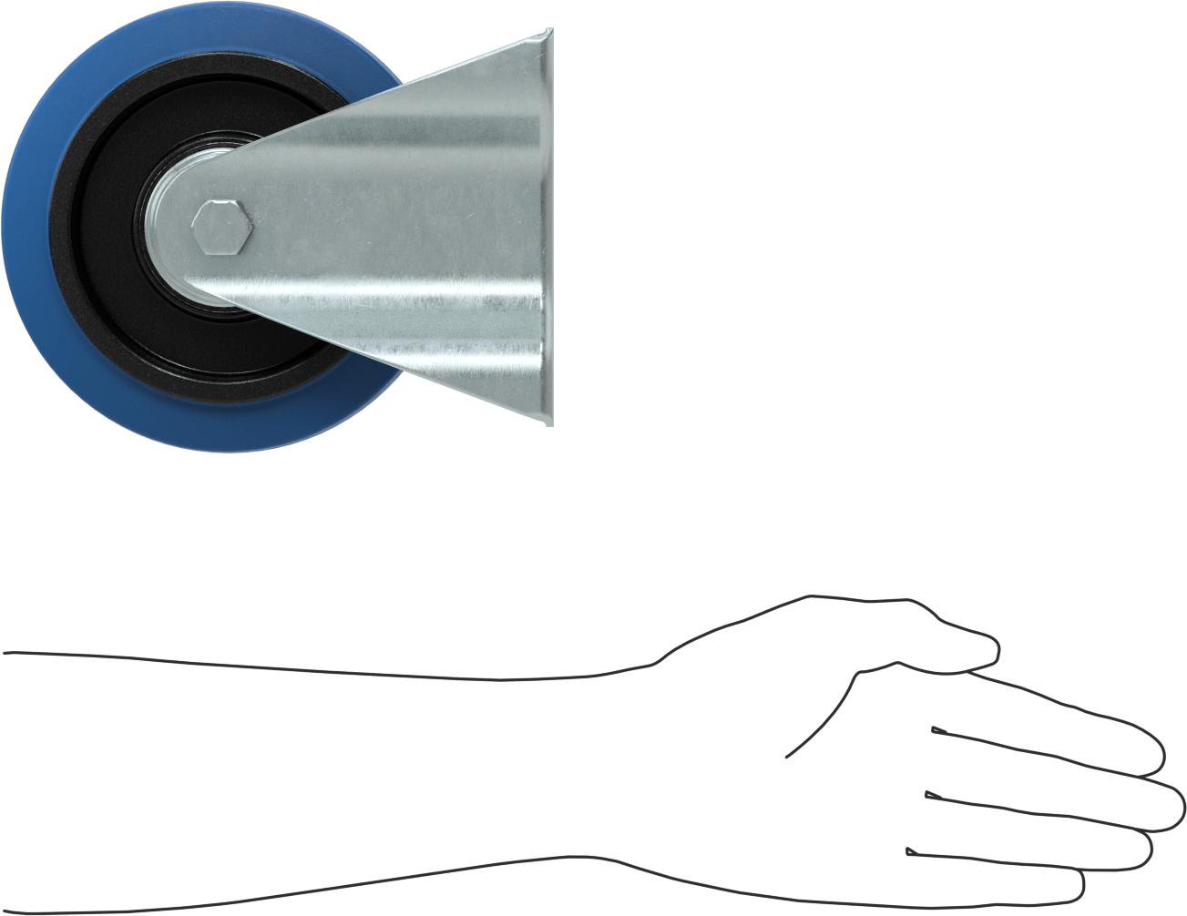 Easy-Roll Tekerlek, Mavi Kauçuk Tekerlek, Rigid, 6-1/4" Çaplı Tekerlek