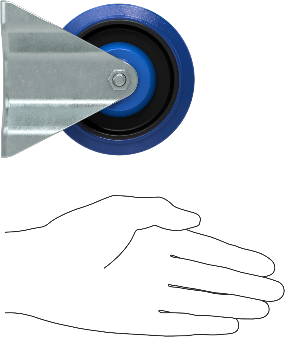 Easy-Roll Tekerlek, Mavi Kauçuk Tekerlek, Rigid, 4" Çaplı Tekerlek