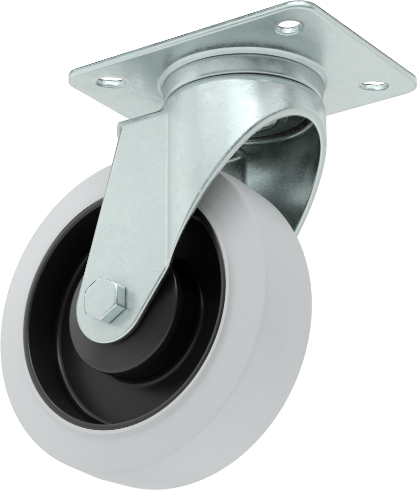 Easy-Roll Tekerlek, Gri Lastik Tekerlek, Döner, 6-1/4" Çaplı Tekerlek