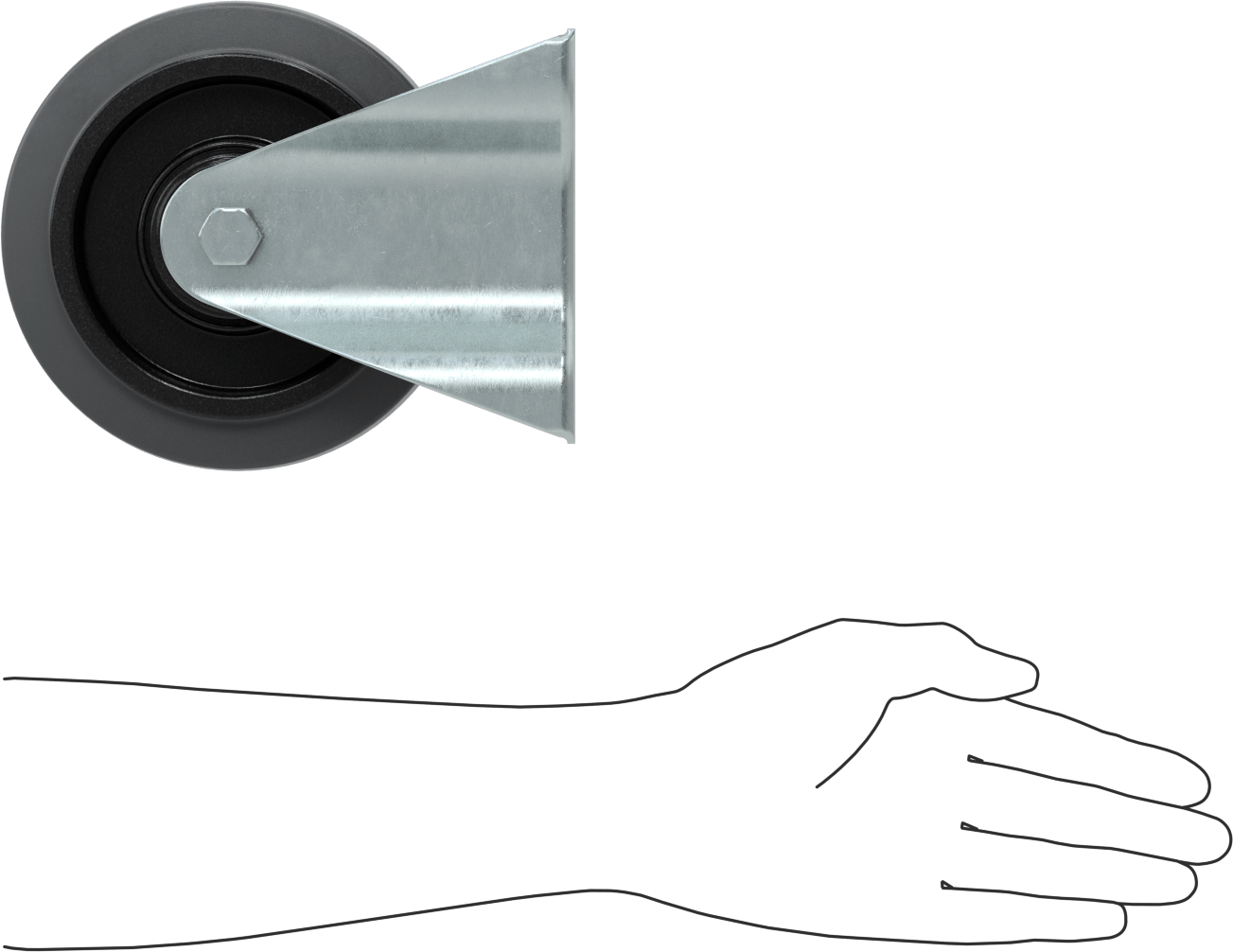 Easy-Roll Tekerlek, Gri Lastik Tekerlek, Rigid, 6-1/4" Çaplı Tekerlek