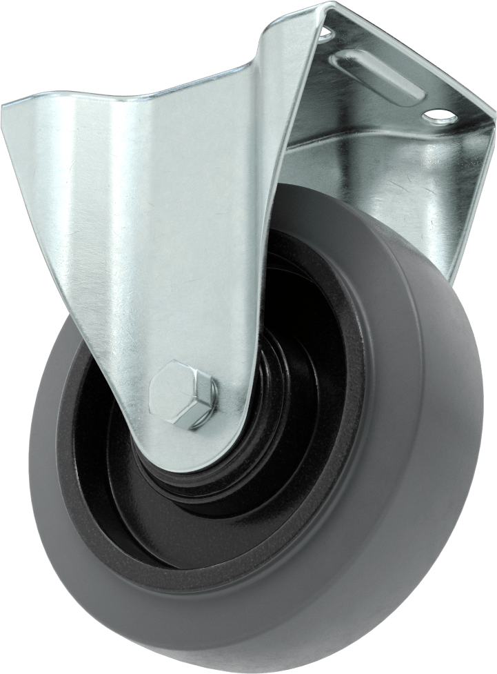 Easy-Roll Tekerlek, Gri Lastik Tekerlek, Rigid, 6-1/4" Çaplı Tekerlek
