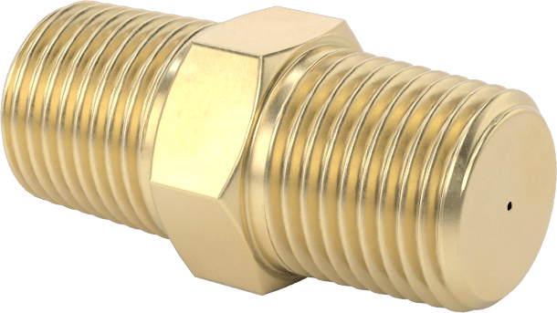 Pirinç Gövdeli Dişli Delikli Vana, Konektör, 1/8 NPT Erkek x Erkek, 0,016 inç Delik Çapı