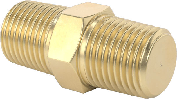 Pirinç Gövdeli Dişli Delikli Vana, Konektör, 1/8 NPT Erkek x Erkek, 0,01 inç Delik Çapı