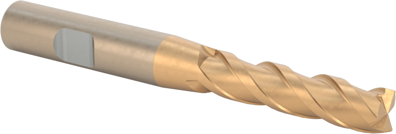 Alüminyum için Yüksek Hızlı Çelik Kare Uçlu Freze, Pirinç, ve Bronz, TiCN Kaplamalı, 3 Yiv, 5/16" Freze Çapı, 1-3/8" Kesme Uzunluğu