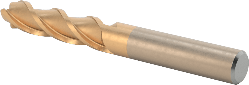 Alüminyum için Yüksek Hızlı Çelik Kare Uçlu Freze, Pirinç, ve Bronz, TiCN Kaplamalı, 3 Yiv, 3/8" Freze Çapı, 1-1/2" Kesme Uzunluğu