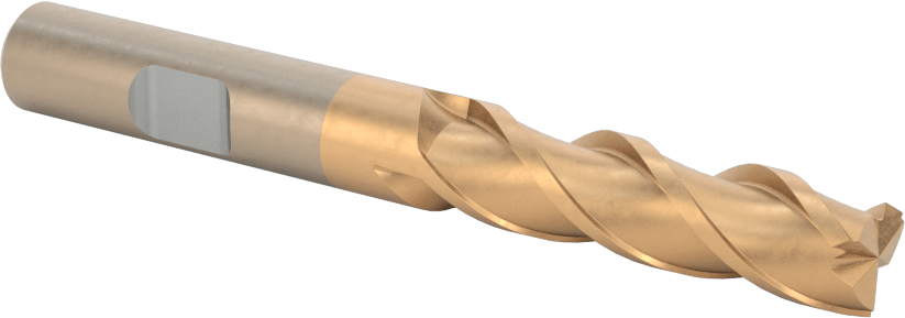 Alüminyum için Yüksek Hızlı Çelik Kare Uçlu Freze, Pirinç, ve Bronz, TiCN Kaplamalı, 3 Yiv, 3/8" Freze Çapı, 1-1/2" Kesme Uzunluğu