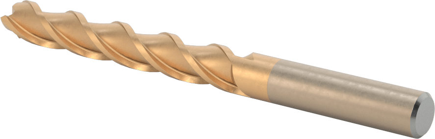 Alüminyum için Yüksek Hızlı Çelik Kare Uçlu Freze, Pirinç, ve Bronz, TiCN Kaplamalı, 3 Yiv, 3/8" Freze Çapı, 2-1/2" Kesme Uzunluğu