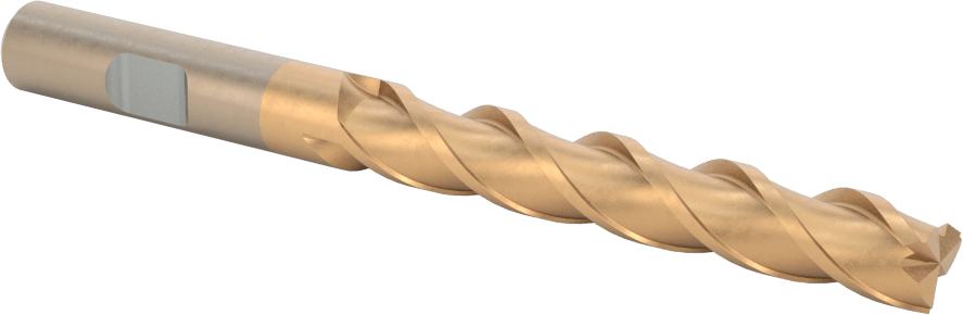 Alüminyum için Yüksek Hızlı Çelik Kare Uçlu Freze, Pirinç, ve Bronz, TiCN Kaplamalı, 3 Yiv, 3/8" Freze Çapı, 2-1/2" Kesme Uzunluğu