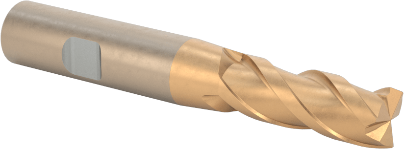 Alüminyum için Yüksek Hızlı Çelik Kare Uçlu Freze, Pirinç, ve Bronz, TiCN Kaplamalı, 3 Yiv, 7/16" Freze Çapı, 1-1/4" Kesme Uzunluğu