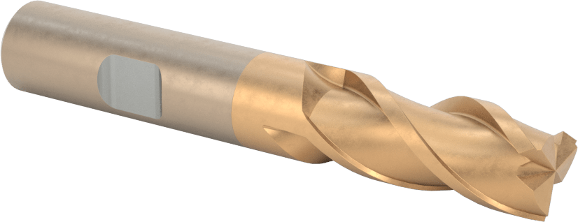 Alüminyum için Yüksek Hızlı Çelik Kare Uçlu Freze, Pirinç, ve Bronz, TiCN Kaplamalı, 3 Yiv, 1/2" Freze Çapı, 1-1/4" Kesme Uzunluğu