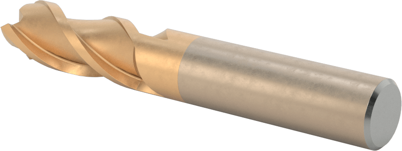 Alüminyum için Yüksek Hızlı Çelik Kare Uçlu Freze, Pirinç, ve Bronz, TiCN Kaplamalı, 3 Yiv, 1/2" Freze Çapı, 1-1/4" Kesme Uzunluğu