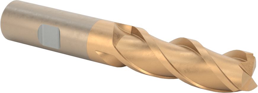 Alüminyum için Yüksek Hızlı Çelik Kare Uçlu Freze, Pirinç, ve Bronz, TiCN Kaplamalı, 3 Yiv, 5/8" Freze Çapı, 2" Kesme Uzunluğu