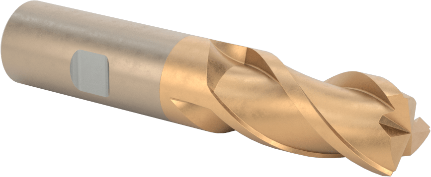 Alüminyum için Yüksek Hızlı Çelik Kare Uçlu Freze, Pirinç, ve Bronz, TiCN Kaplamalı, 3 Yiv, 3/4" Freze Çapı, 1-5/8" Kesme Uzunluğu