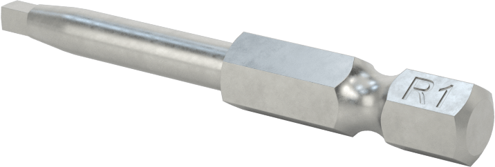 Kurcalamaya Dayanıklı Kare Uç, Elektrikli Aletler için 1/4" Altıgen Şaft, R1 Boyutu