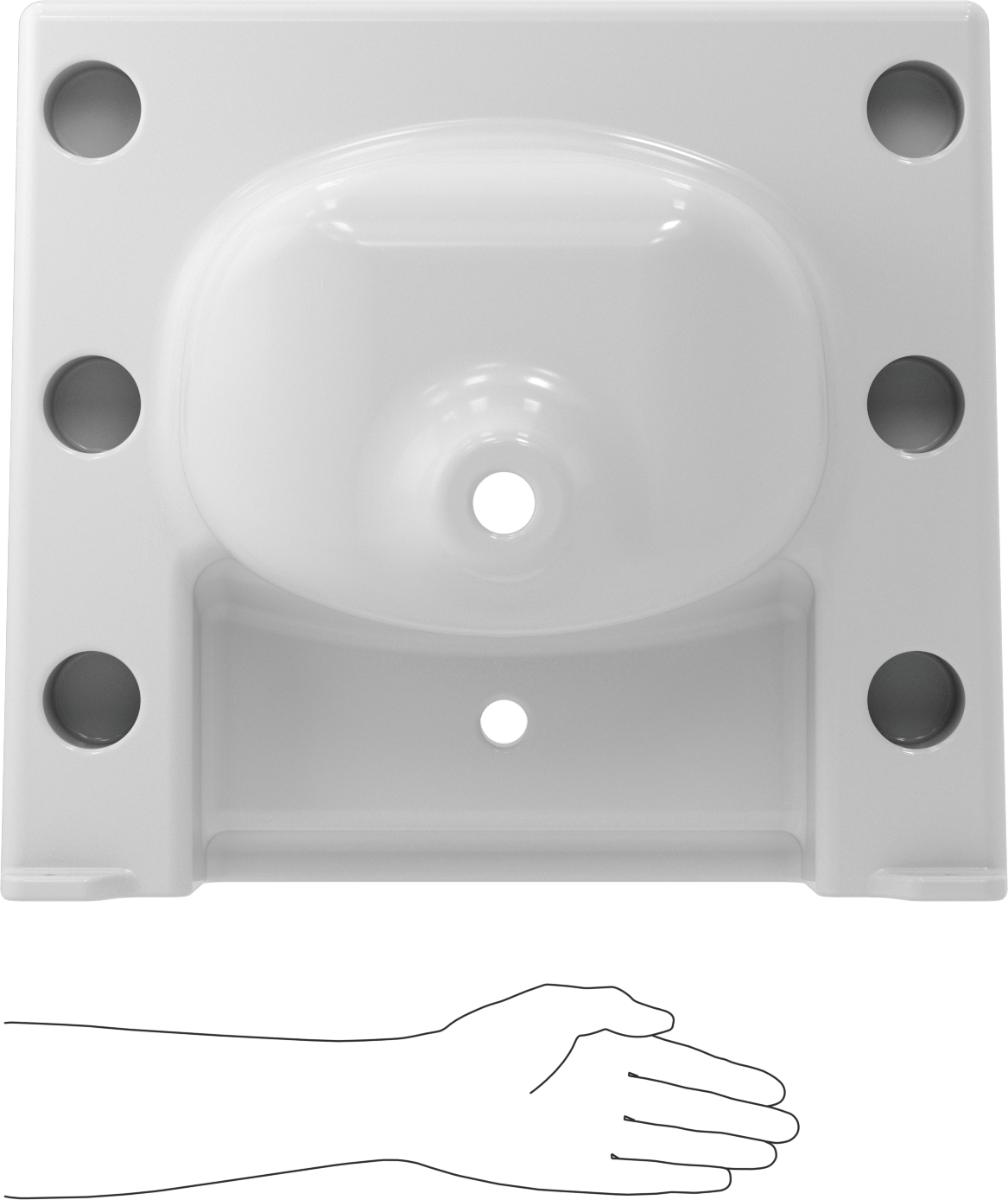 Beyaz Porselen Duvara Monte Lavabo, 20-3/4“ Genişlik x 18-1/4” Derinlik x 12-1/4" Toplam Yükseklik