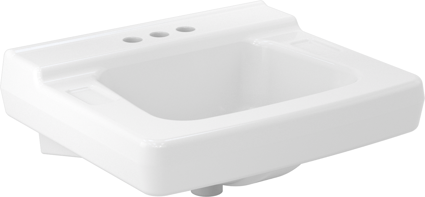 Beyaz Porselen Duvara Monte Lavabo, 20-3/8“ Genişlik x 17-5/8” Derinlik x 9-3/8" Toplam Yükseklik
