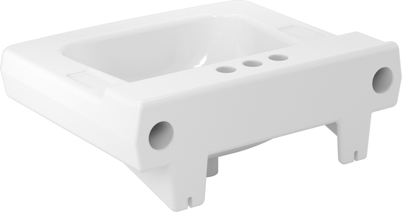 Beyaz Porselen Duvara Monte Lavabo, 20-3/8“ Genişlik x 17-5/8” Derinlik x 9-3/8" Toplam Yükseklik