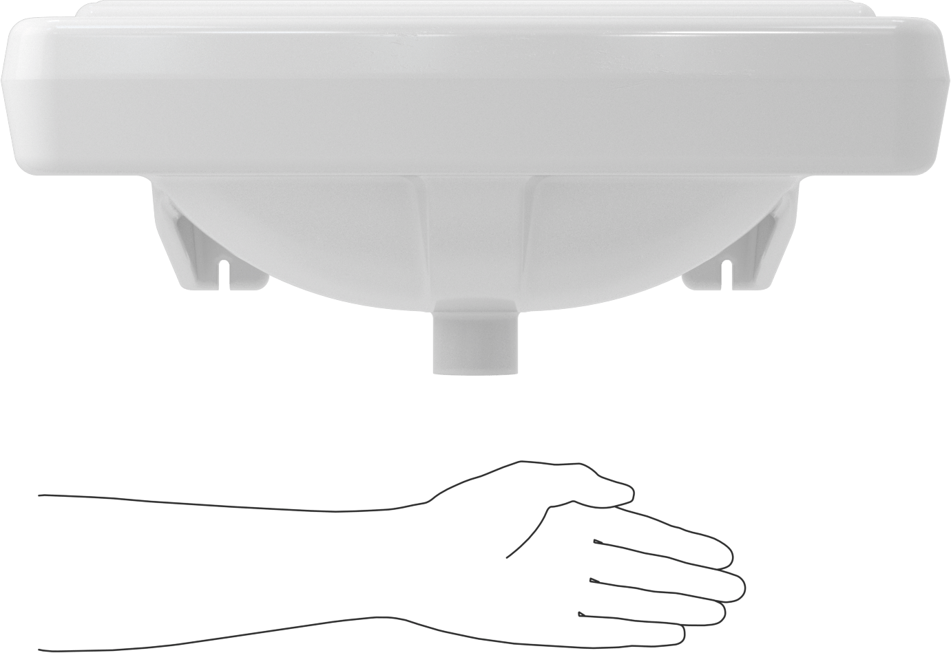 Beyaz Porselen Duvara Monte Lavabo, 20-3/8“ Genişlik x 17-5/8” Derinlik x 9-3/8" Toplam Yükseklik