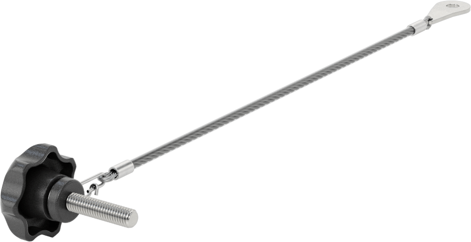 Bağlantılı Dişli Saplı Düğme, Yedi Kollu Tutamaklı, M6 x 1 mm Diş
