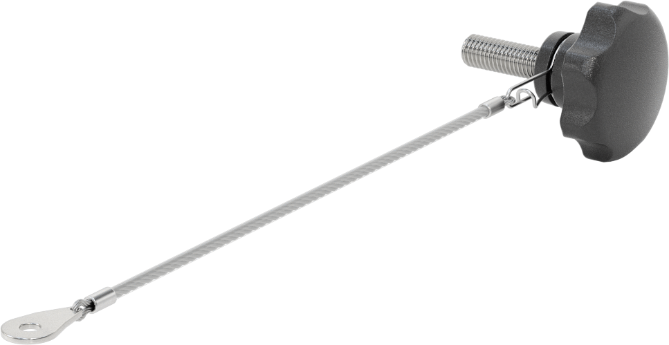Bağlantılı Dişli Saplı Düğme, Yedi Kollu Tutamaklı, M10 x 1,50 mm Diş