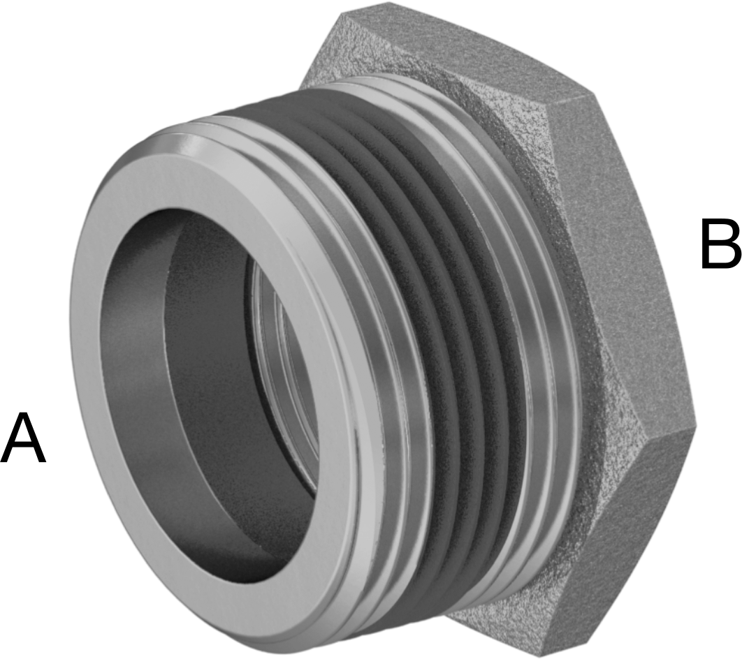 Sızdırmazlık Maddeli Düşük Basınçlı Pirinç Boru Bağlantı Elemanı, Burç Adaptörü, 1-1/4 NPT Erkek x 1 NPT Dişi