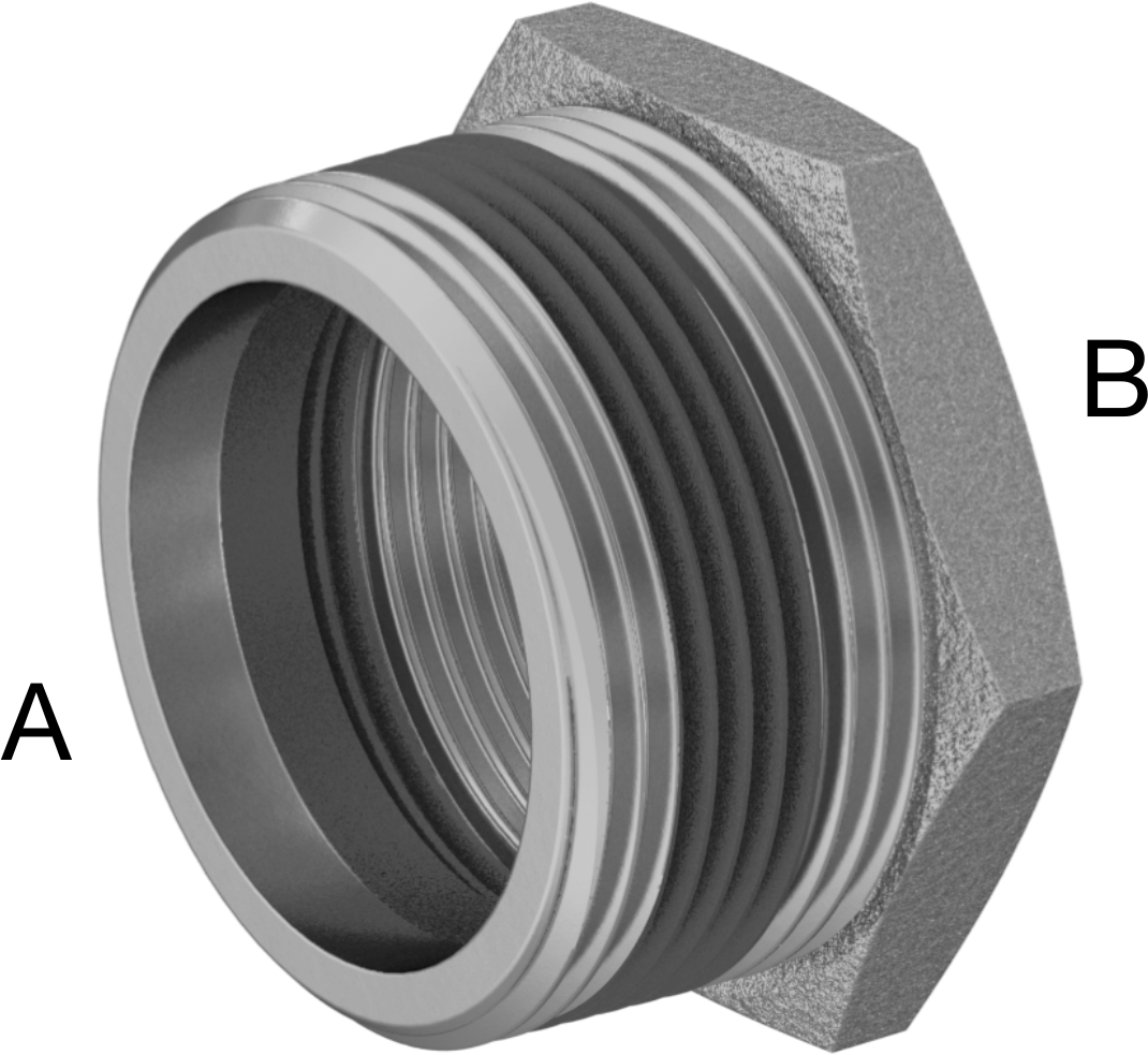 Sızdırmazlık Maddeli Düşük Basınçlı Pirinç Boru Bağlantı Elemanı, Burç Adaptörü, 1-1/2 NPT Erkek x 1-1/4 NPT Dişi