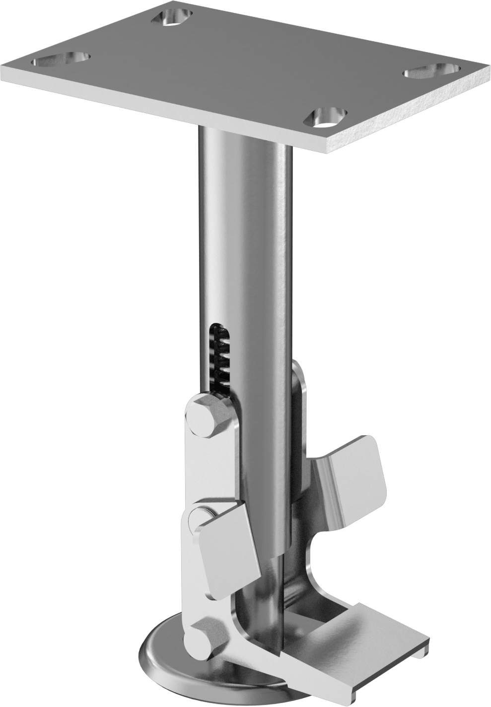 Her İki Tarafında Pedal Bulunan Çinko Kaplı Çelik Zemin Kilidi, 10-3/8“ Uzatılmış ve 9-1/8” Geri Çekilmiş Yükseklik