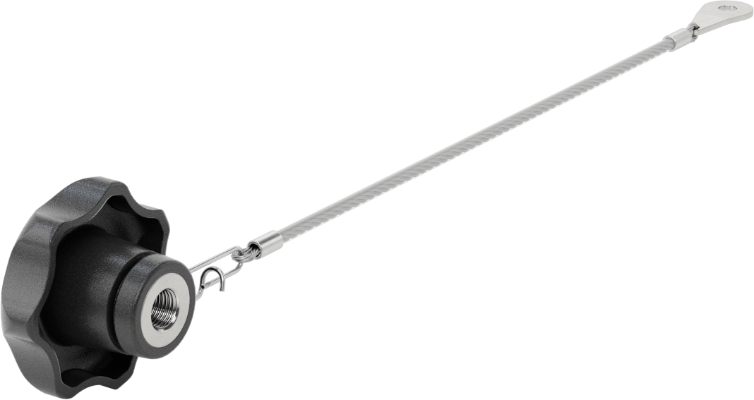 Bağlı Dişli Delikli Topuz, Yedi Kollu Tutamaklı, M10 x 1,50 mm Diş