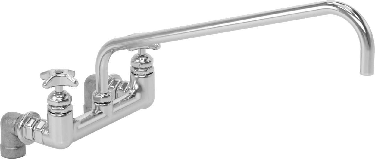 Yüksek Akışlı Lavabo Musluğu, Çift 3/4 NPT Dişi Arka/Alt Girişler, 18" Uzunlukta Döner Ağızlık