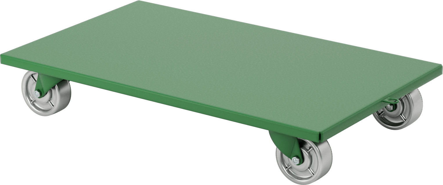 Katı Platformlu Çelik Taşıma Arabası, 2000 lbs. Kapasite, 30 inç uzunluğunda x 18 inç genişliğinde x 5-1/8 inç yüksekliğinde platform