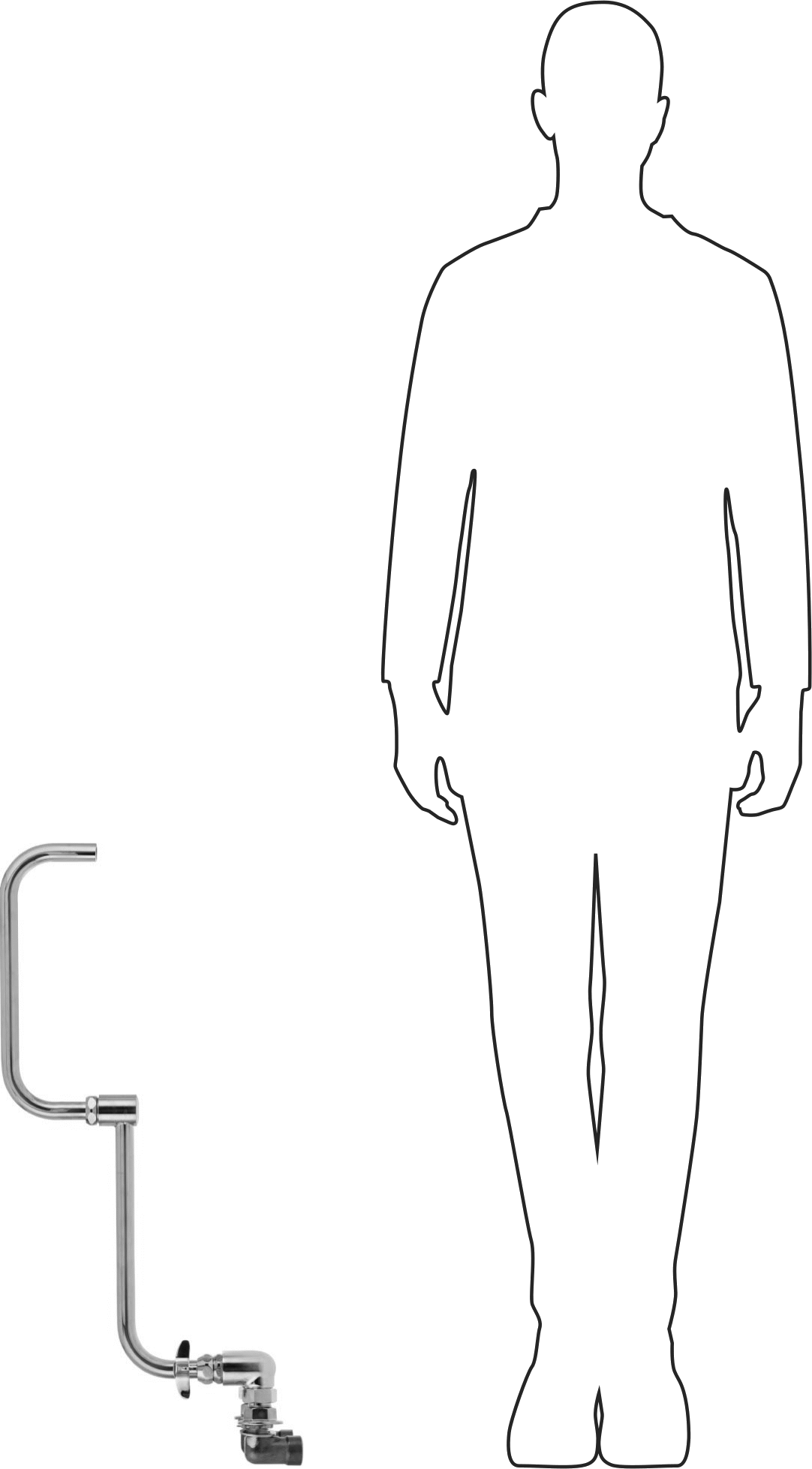 Yüksek Akışlı Lavabo Musluğu, Çift 3/4 NPT Dişi Arka/Alt Girişler, 24" Uzunlukta Döner Ağızlık